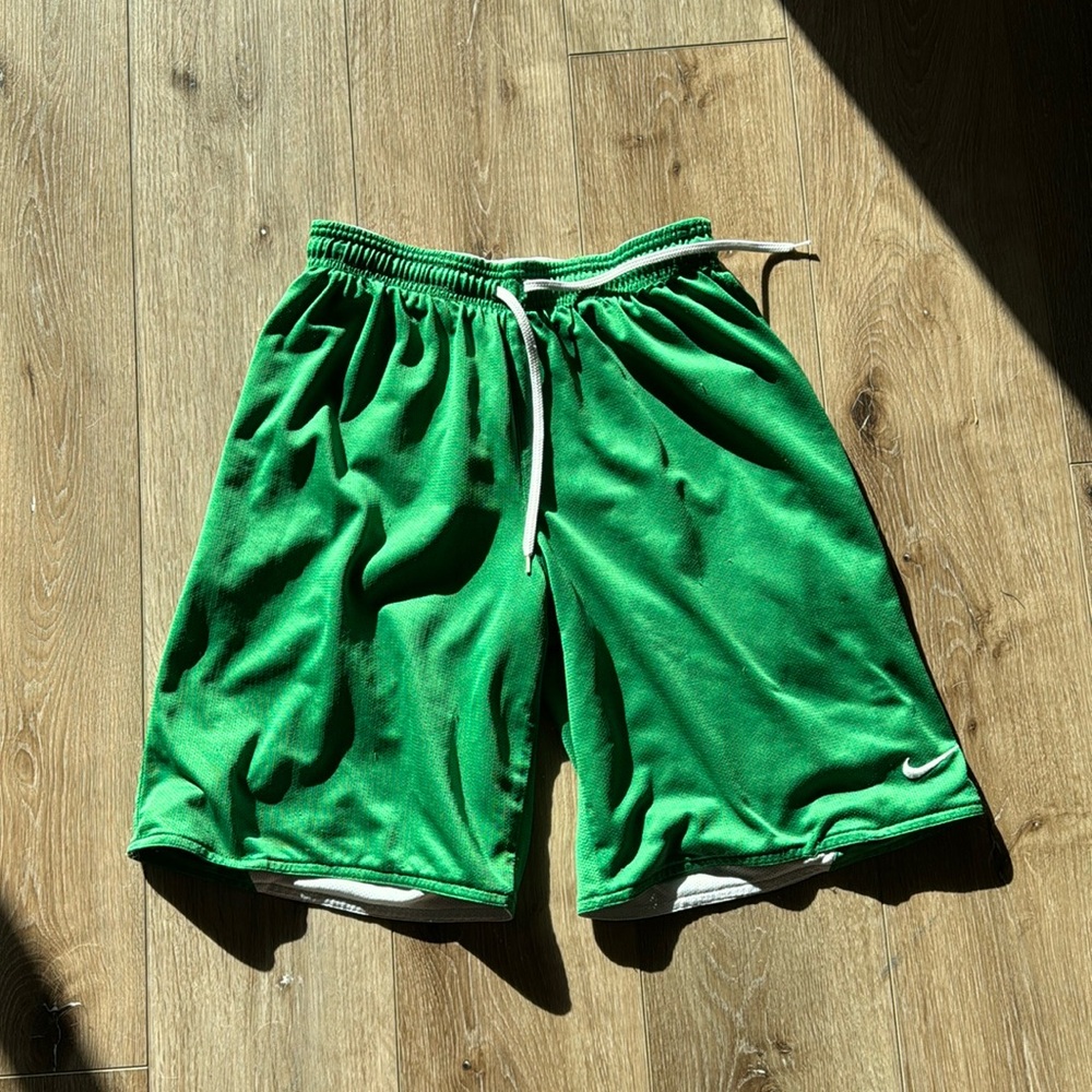 Nike reversible green and white basketball shorts